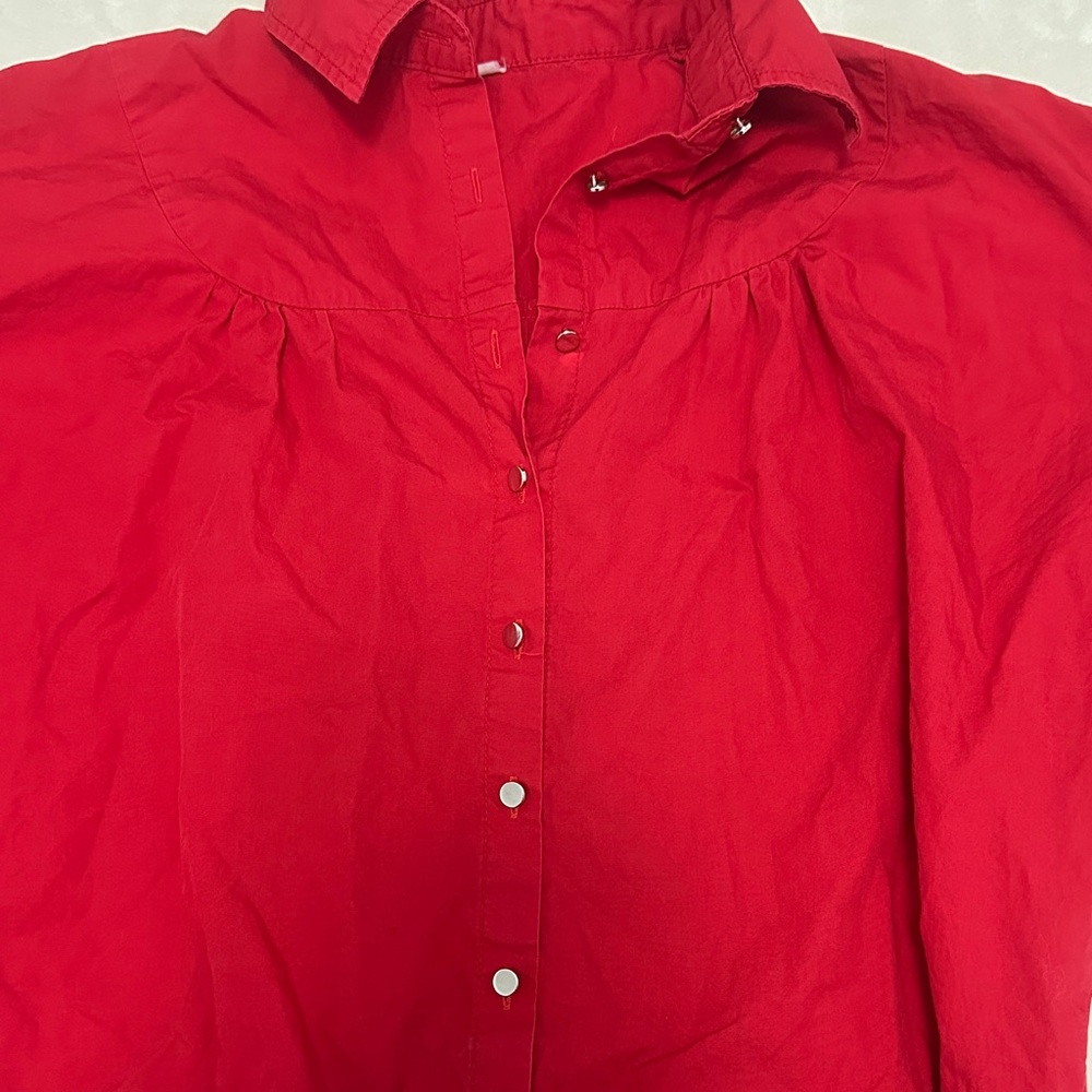 Vibrant Red Button-Up Dress - Picture 2 of 6